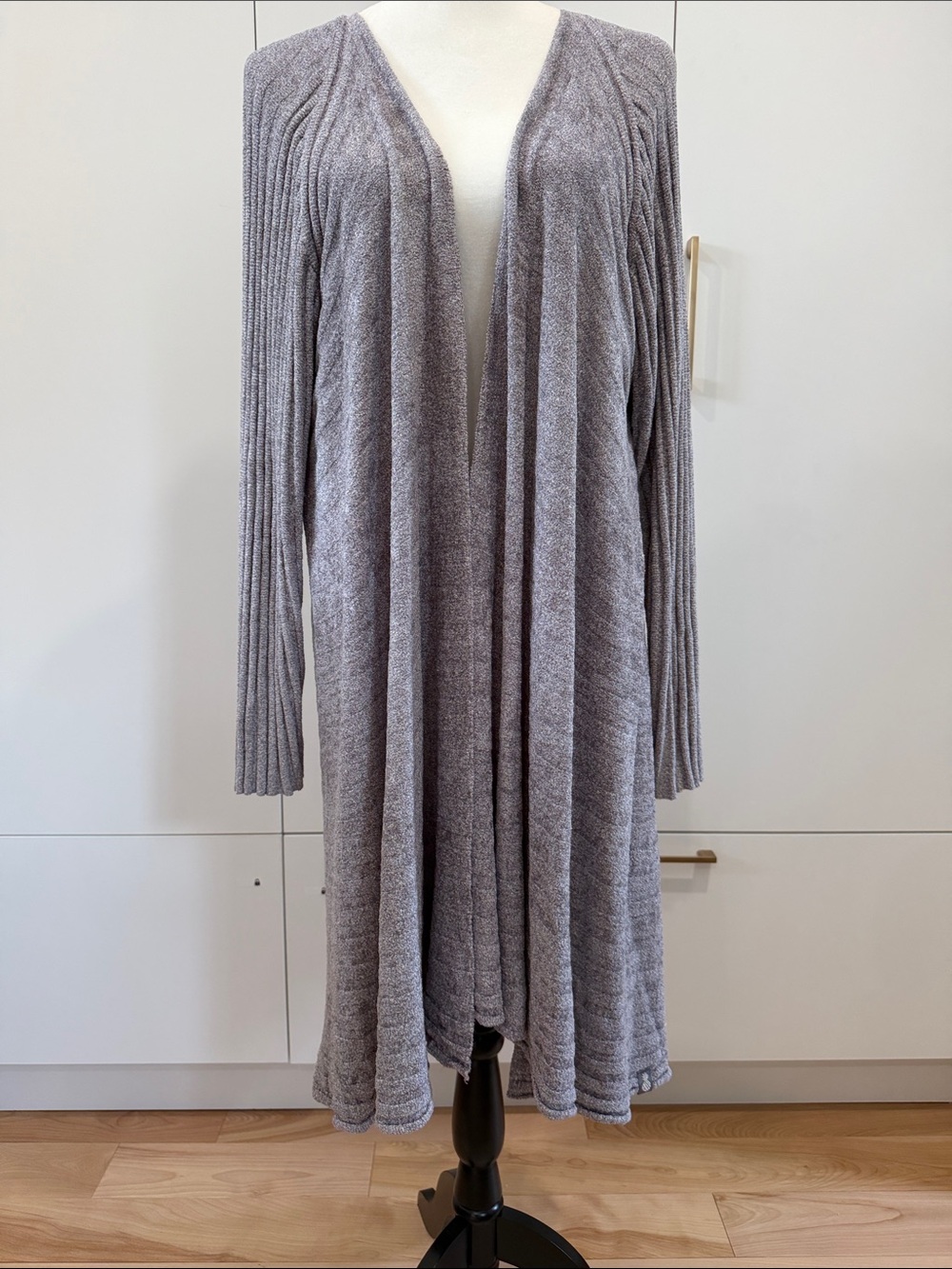 Tommy Bahama Heather Gray Open-Front Long Ribbed Cardigan